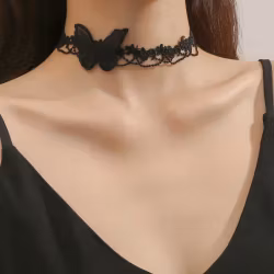 Black Lace Choker with Butterfly Detail | Hot Woman Clothes