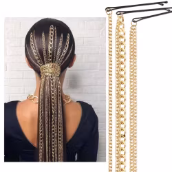 Gold Hair Chain with Clips - Hair Accessories | Hot Woman