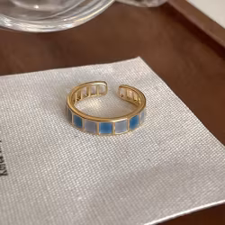 Justerbar Guldfärgad Ring - Blå Stenar | HotWomanClothes