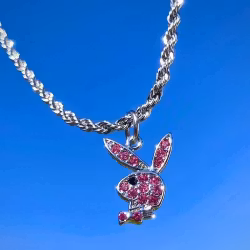 Collier de lapin scintillant | Cristaux roses et clairs