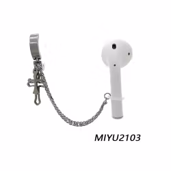 Boucle d'oreille pour AirPods | Accessoire pour casque avec double croix et chaîne en argent