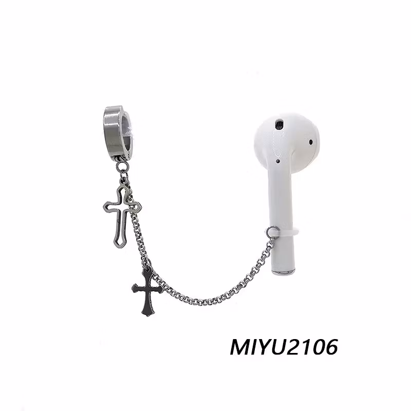 Orecchini AirPods - Due croci e catena in argento | Accessorio per cuffie