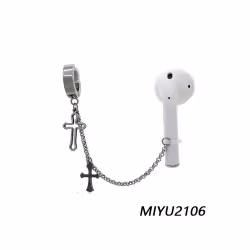 AirPods-Ohrring – Zwei Kreuze und Silberkette | Kopfhörerzubehör