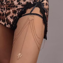 Catena per coscia con dettaglio a cuore – Catena per corpo a cuore | Oro e argento