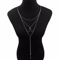 Joyas y collar para la espalda sexy: oro y plata | 3 diamantes