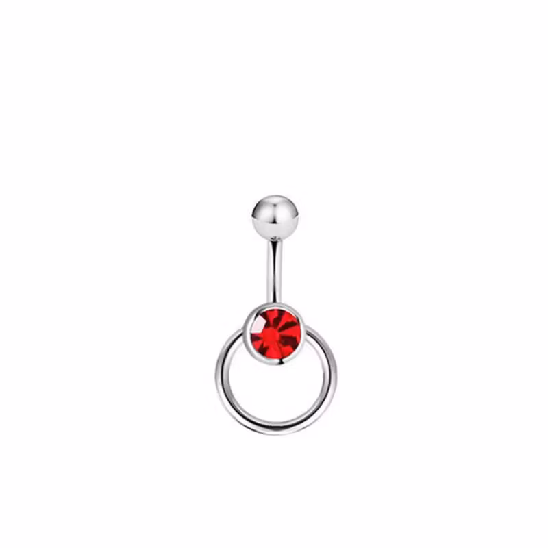 Piercing de nombril avec cristal et anneau – Piercing sexy en acier