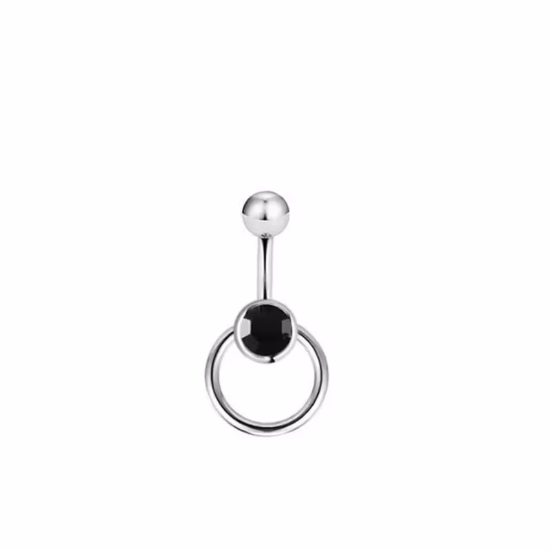 Piercing de nombril avec cristal et anneau – Piercing sexy en acier