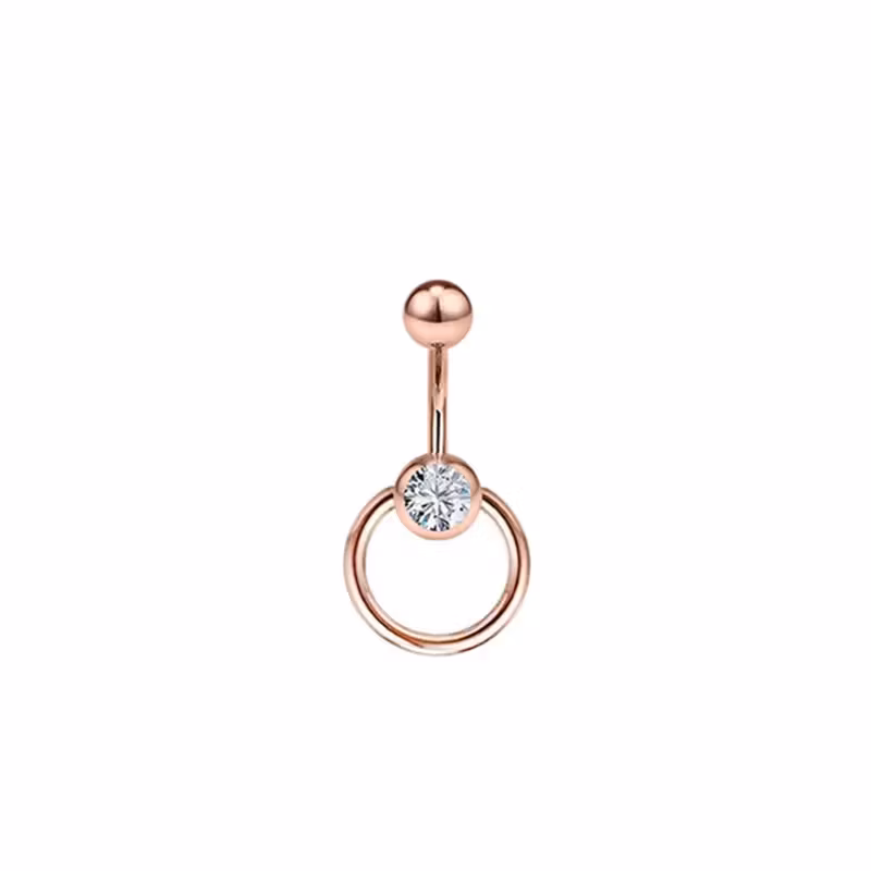 Piercing de nombril avec cristal et anneau – Piercing sexy en acier