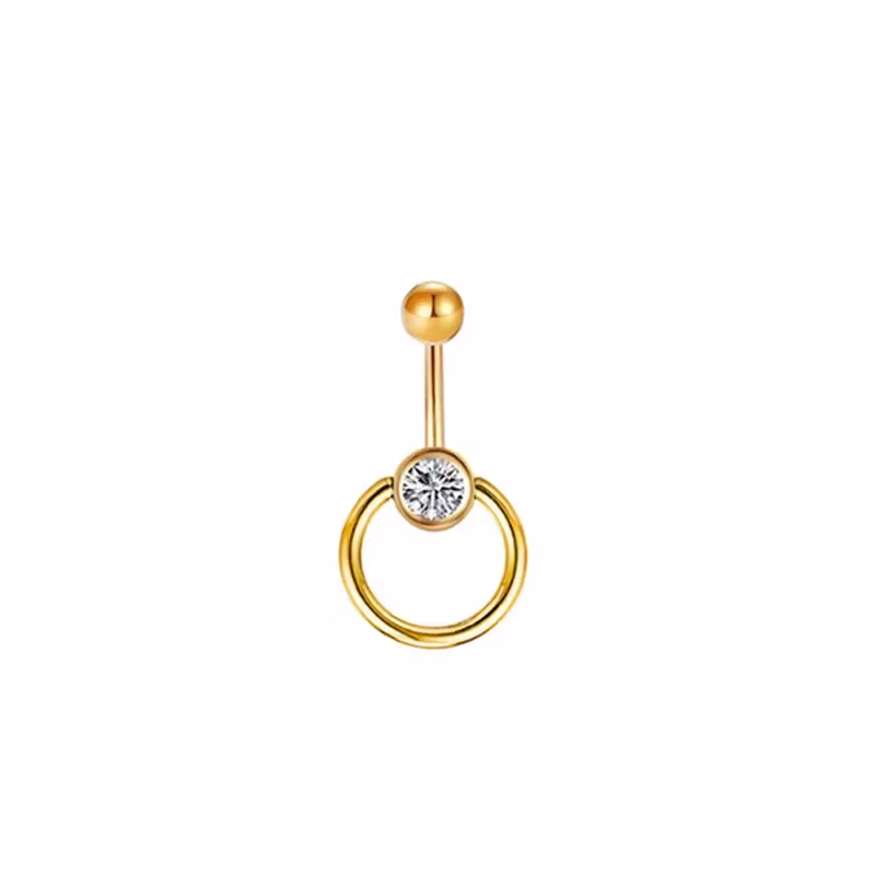 Piercing de nombril avec cristal et anneau – Piercing sexy en acier