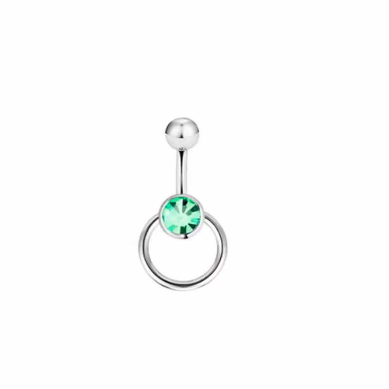 Piercing de nombril avec cristal et anneau – Piercing sexy en acier