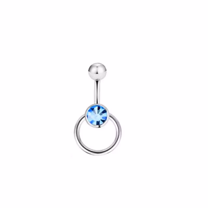 Piercing de nombril avec cristal et anneau – Piercing sexy en acier