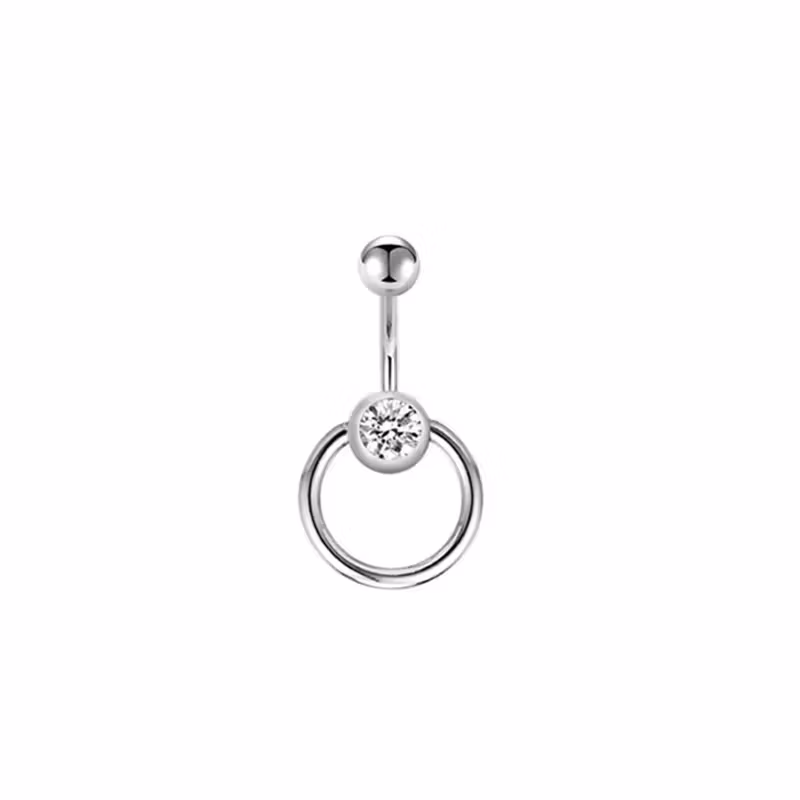 Piercing de nombril avec cristal et anneau – Piercing sexy en acier