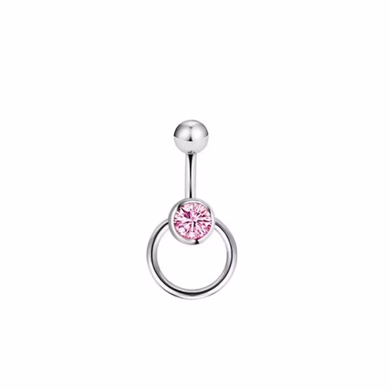 Piercing de nombril avec cristal et anneau – Piercing sexy en acier