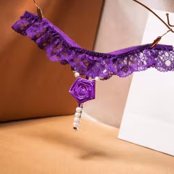 Purple Lace Panties with Pearls – Sexy Birthday Gift