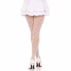 Vita nätstrumpbyxor med hjärtan | Hot Woman Clothes