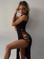 Pantyless Svart Maxiklänning med Sidoskärningar | Sexig