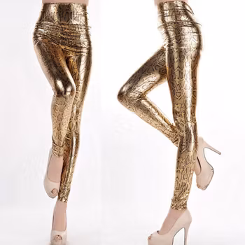 Sexiga Guld Leggings med Ormmönster | HotWomanClothes