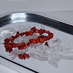 Armband röd korall chip