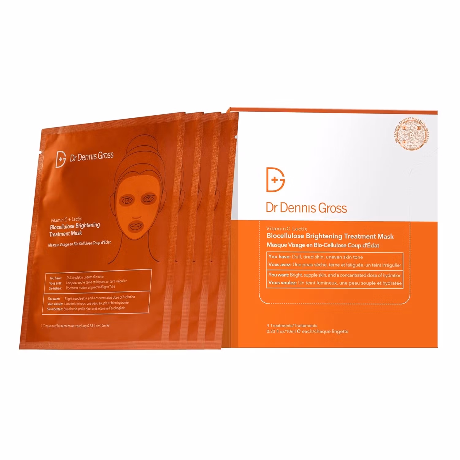 C+ Collagen Biocellulose Brightening Treatment Mask 4pk