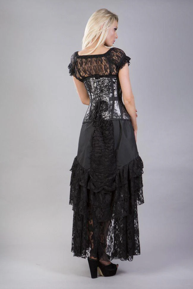 Morgana underbystkorsett silver brokad