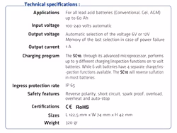 SC Power charger 6/12V 1A - 9 phases