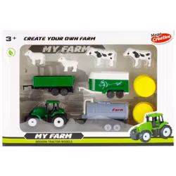Farm Traktor med 3 Släp och 4 Djur