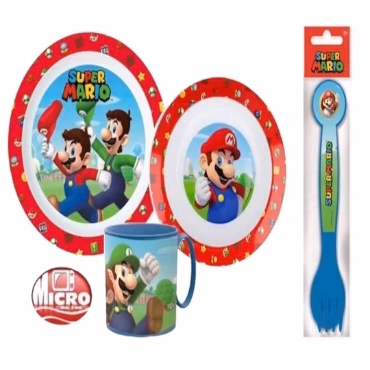 Super Mario Mikrovågsugn Barnservis - 5 Delar Flerfärgad röd grön och blå