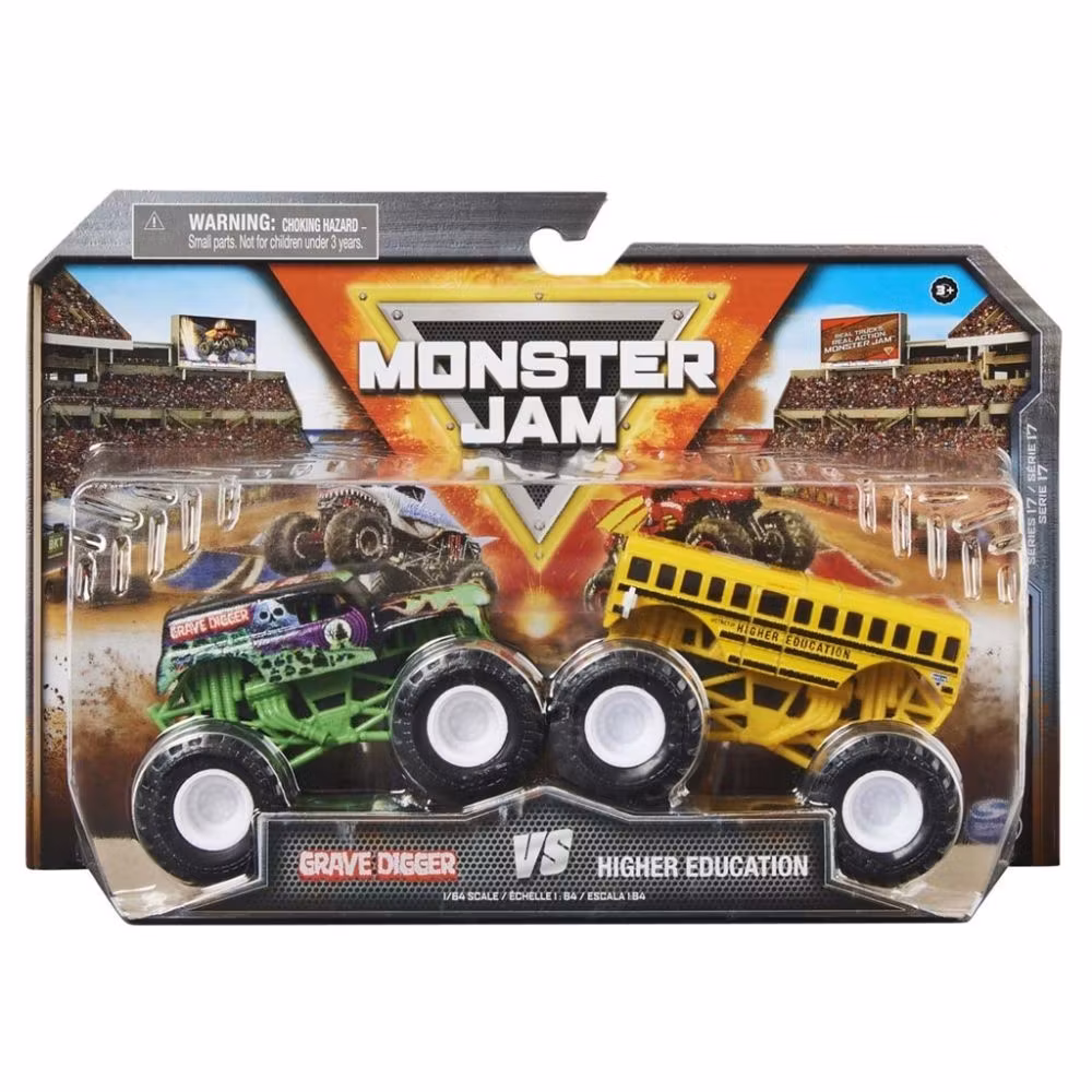 Monster Jam 2 pack - Grave Digger vs Higher, 1:64