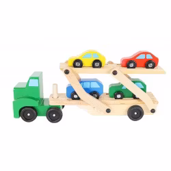 Biltransport med Färgglada Bilar i Trä