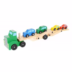 Biltransport med Färgglada Bilar i Trä