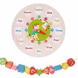 Klocka i Trä med Avtagbara Klossar