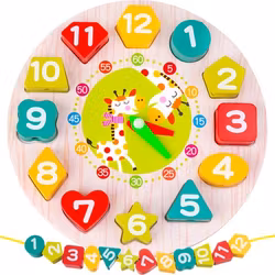 Klocka i Trä med Avtagbara Klossar