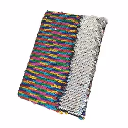 Flerfärgad/Silver Glittrig Regnbågens Anteckningsbok med Paljetter