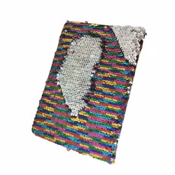 Flerfärgad/Silver Glittrig Regnbågens Anteckningsbok med Paljetter