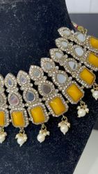 Necklace set sliver/yellow