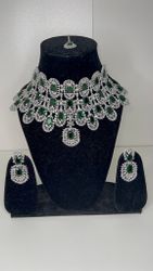 Necklace set sliver/green