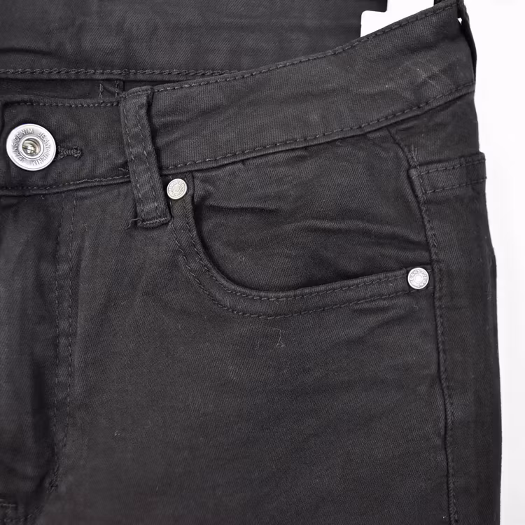Stretchjeans Shortcut med fransar SVART - 3D Denim