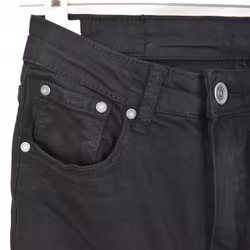 Stretchjeans Shortcut med fransar SVART - 3D Denim