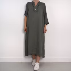 ANDRASORTERING Linneklänning Krås MILITARE L/XL