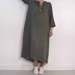 ANDRASORTERING Linneklänning Krås MILITARE L/XL