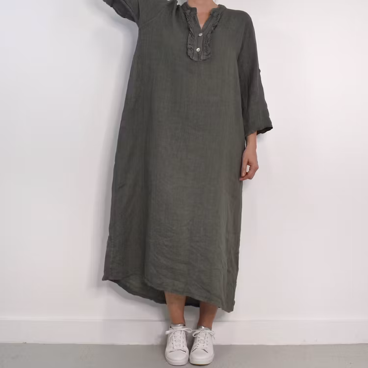 ANDRASORTERING Linneklänning Krås MILITARE L/XL
