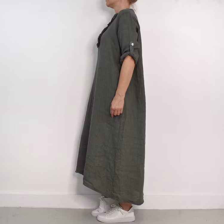 ANDRASORTERING Linneklänning Krås MILITARE L/XL