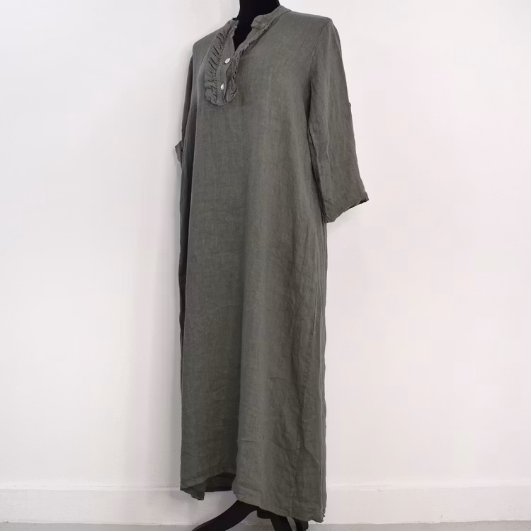 ANDRASORTERING Linneklänning Krås MILITARE L/XL