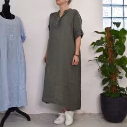 ANDRASORTERING Linneklänning Krås MILITARE L/XL