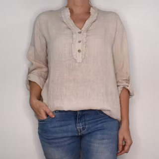 ANDRASORTERING Linneblus med Krås BEIGE
