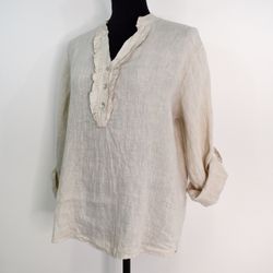 ANDRASORTERING Linneblus med Krås BEIGE