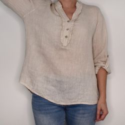 ANDRASORTERING Linneblus med Krås BEIGE