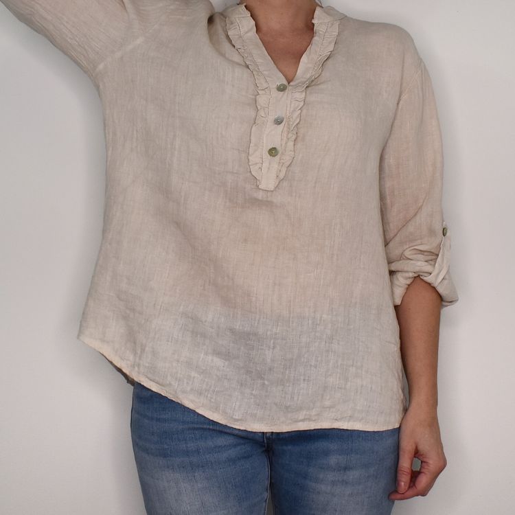 ANDRASORTERING Linneblus med Krås BEIGE
