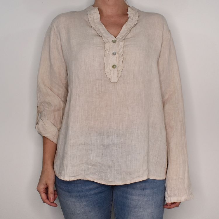 ANDRASORTERING Linneblus med Krås BEIGE