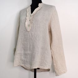 ANDRASORTERING Linneblus med Krås BEIGE